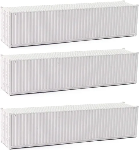 Vista 16 de 3pcs HO Escala sin decorar 40 ' (pies) Contenedores de envío 1:87 Deep Bule acanalado Side Container C8740DB