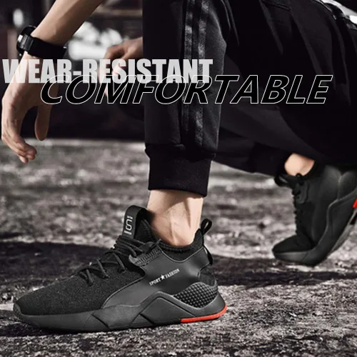 Vista 4 de Zapatos de seguridad con punta de acero para hombres y mujeres, zapatillas de trabajo transpirables, ligeras, zapatos industriales y de construcción