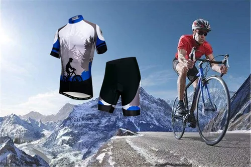 Vista 7 de JPOJPO - Maillot de ciclismo para hombre, manga corta + 5D acolchado pantalones cortos verano de secado rápido S-3XL