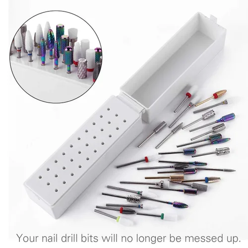 Vista 2 de Makartt Soporte de brocas para uñas a prueba de polvo Displayer Bundle con pieza de mano para taladro de uñas para máquina Up200