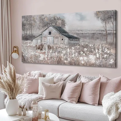 Vista 3 de SDYA Lienzo decorativo de paisaje para pared, impresiones fotográficas de animales, blanco y marrón, decoración para colgar en la pared, 24 x 48