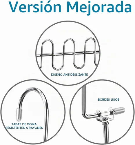 Vista 5 de KLEVERISE - Paquete de 4 perchas de metal que ahorran espacio, perchas de acero inoxidable que ahorran espacio para ropa, en cascada mágica, ahorro