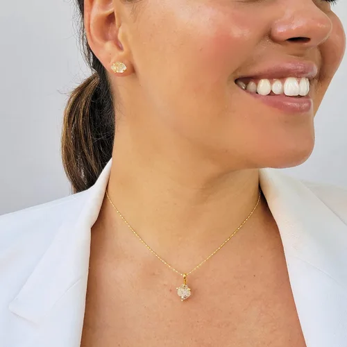 Vista 33 de Aretes de piedra preciosa natural en bruto con oro amarillo sobre plata de ley 925, 6 a 0.276 in, regalo de piedra de nacimiento de calidad genuina