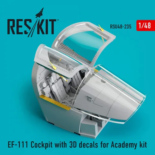 Vista 2 de Reskit RSU48-0235 1/48 EF-111 cabina con calcomanías 3D para kit de la Academia