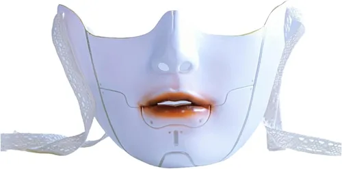 Vista 8 de Cyberpunk Poker Robot Mask for Teens & Adults (Ages 14+), White Mechanical Doll Mask with Playing Card Patterns plateado