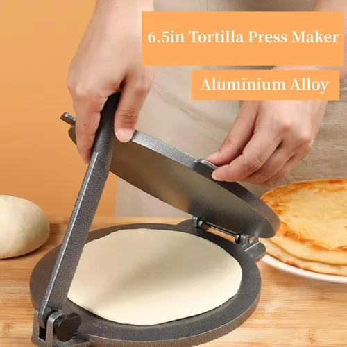 Vista 5 de Máquina para hacer tortillas, 6.5 pulgadas, máquina de prensa de tortilla de hierro fundido, tortillas de maíz, herramientas de prensado de masa