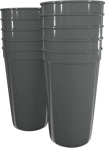 Vista 22 de PartyPrints Paquete de 100 vasos de plástico en blanco reutilizables de 10 a 12 onzas, vasos de estadio a granel, sin BPA, aptos para lavavajillas