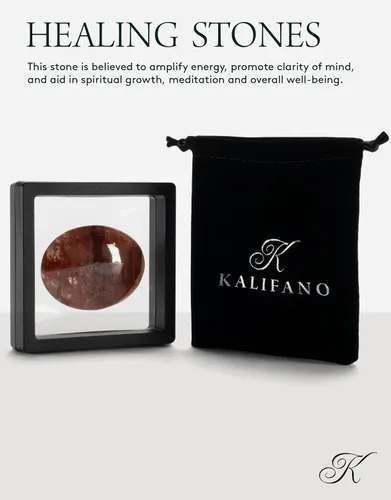 Vista 2 de KALIFANO Piedra de palma de cuarzo de fuego con efectos curativos y calmantes, cuarzo hematoide de alta energía, cristal de preocupación para reiki