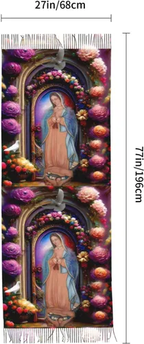 Vista 5 de Our Lady Of Guadalupe Virgin Mary Soft Cashmere - Bufandas ligeras para mujer, chales grandes y envolturas de regalo de Navidad, aA -11