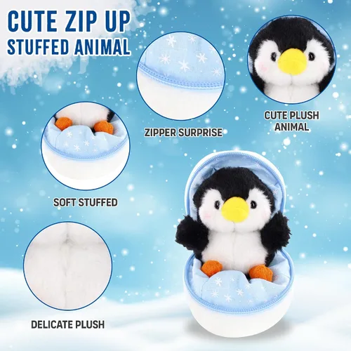 Vista 2 de Snowball - Huevo sorpresa con cremallera – 6 pulgadas – Lindo y suave surtido de juguetes de peluche para amigos, familia de todas las edades