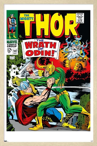 Vista 7 de Trends International Marvel Comics Loki - Póster de pared Thor #147, 22.4 pulgadas de largo x 14.7 pulgadas, versión enmarcada en madera de granero