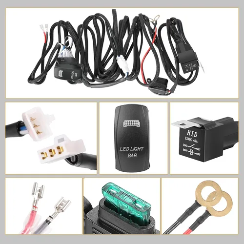 Vista 7 de Arnés de cableado 1 cable, kit de arnés de cableado de barra de luz LED Rfroad Lighting para luces antiniebla, luces de conducción todoterreno, luz