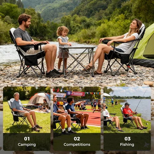 Vista 8 de OUTSIDER - Silla de camping plegable con calefacción de 3 posiciones Heavy Duty 350 Lbs Capacity Camping Chairs with 3 Heat Levels, Cup Holder