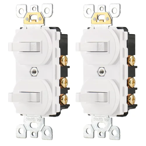 Vista 8 de Wengart Interruptor de Luz de Doble Palanca, 15 Amperios AC120 Voltios, Interruptor de Pared Eléctrico de Grado Residencial, Ideal para Hogar