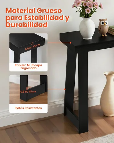 Vista 6 de VEVOR Mesa consola de 36 pulgadas, escritorio moderno detrás del sofá, escritorio de entrada rectangular de madera, soporte estrecho y largo