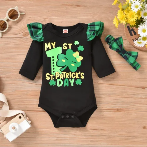 Vista 3 de Aalizzwell Ropa para bebé niña Día de San Patricio Negro