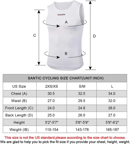 Vista 3 de Santic Camiseta sin mangas de ciclismo con capa base para hombre, camiseta sin mangas, chaleco de secado rápido