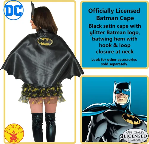 Vista 2 de Rubie's Costume Co - Capa de Batgirl de superhéroes de DC para mujer, Negro