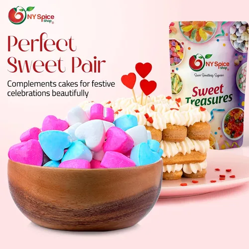 Vista 6 de NY Spice Shop Dextrose Baby - Caramelos en forma de corazón para fiestas, paquete variado de 1 libra, decoraciones románticas para fiestas, bolsas