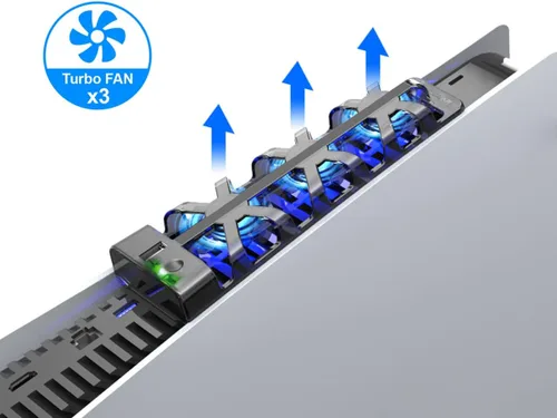 Vista 3 de ElecGear - Ventilador de refrigeración automático PS5, enfriador USB externo turbo con sensor de temperatura automático controlado por radiador