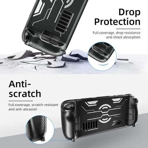 Vista 2 de TEMINO Steam Deck Case, Protective Case for Stream Deck, Shockproof, Anti-Slip, Anti-Scratch Cover Case TPU with Glossy Texture Design Steam Deck