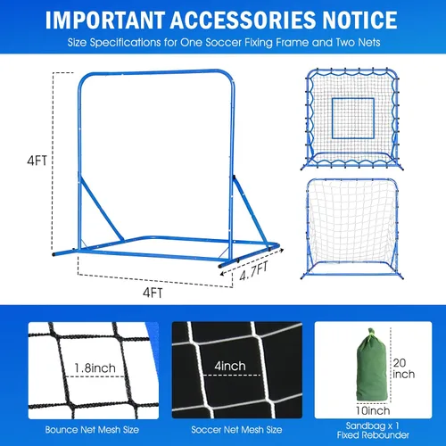 Vista 8 de Soccer Baseball Rebounder Net, Soccer Goal Net, Volleyball Softball Rebound Pitchback Net Quick-Switch Angle Training for Control, Passing Practice