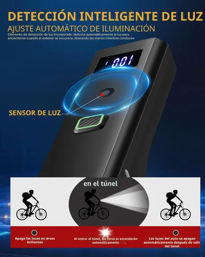 Vista 3 de DARKBEAM Luz para bicicleta, faros delanteros de bicicleta superbrillantes de alta luminosidad USB recargable, luces de ciclismo impermeables de 4