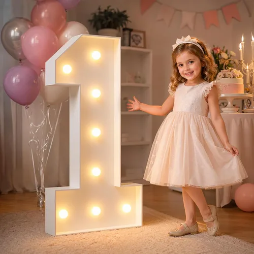 Vista 90 de imprsv Letras iluminadas grandes de 3 pies, letras iluminadas de marquesina para fiesta de cumpleaños (3 pies, letra y )
