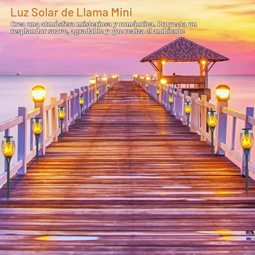 Vista 4 de Luces solares con llama parpadeante, 12 LED Mini, paquete de 16 Impermeable al aire libre, encendido/apagado automático del anochecer al amanecer