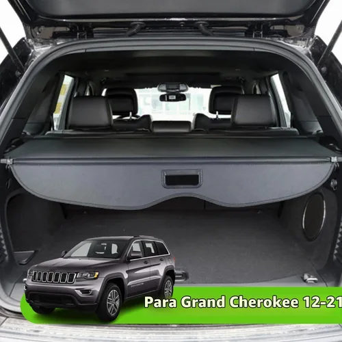 Vista 2 de Cubierta retráctil negra para maletero trasero de carga, compatible con Jeep Grand Cherokee 2011-2019 2020 2021, cubierta de seguridad