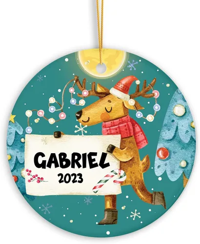 Vista 9 de Adorno de muñeco de nieve personalizado, muñeco de nieve de Papá Noel, adorno de Navidad con nombre personalizado, lindo adorno de muñeco de nieve