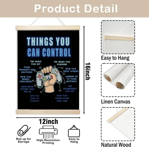 Vista 7 de Voxitura Black Things You Can Control - Marco para colgar pósteres, decoración de pared de videojuegos para sala de juegos, sala de juegos Azul