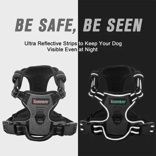 Vista 71 de BARKBAY - Arnés para perro sin tirones con clip frontal, material resistente y reflectante, asa de fácil control para pasear perros grandes