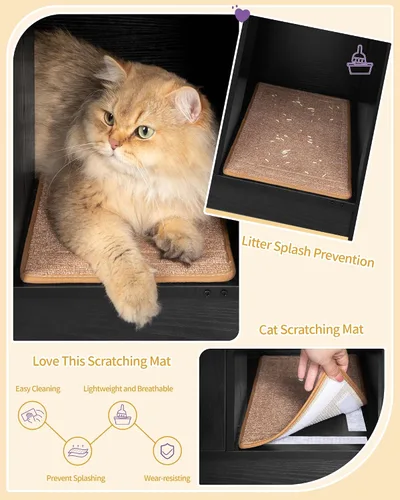 Vista 5 de Hzuaneri Caja de Arena para Gatos con Cerramiento, Mueble de Armario Oculto para Caja de Arena con Campana, Casa Interior para Gatos, Estilo Granja