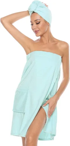 Vista 10 de Orrpally Bata de Envoltura de Ducha para Mujer, Toalla de Envoltura de Baño, Bata de Spa, Envoltura Corporal Ajustable