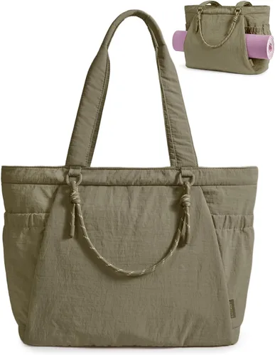 Vista 12 de BAGSMART Bolsa de yoga y pilates para mujer con asas, bolsa de gimnasio Rosa bebé