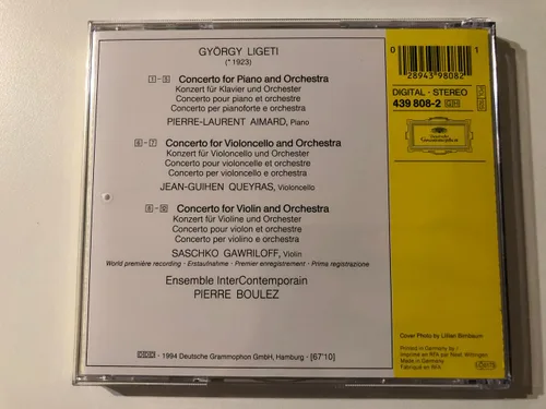 Vista 3 de György Ligeti: Conciertos para violonchelo / violín / piano - Pierre Boulez / Ensemble InterContemporain