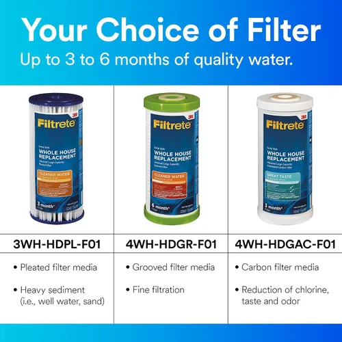 Vista 5 de Filtrete Filtro de agua de repuesto ranurado para toda la casa de gran capacidad 4WH-HDGR-F01, paquete de 1, para uso con sistema 3WH-HD-S01
