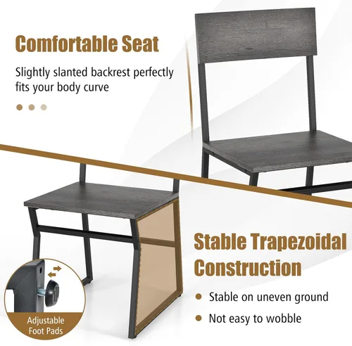 Vista 5 de Giantex Juego de mesa de comedor para 4, mesa de cocina rectangular de 47 pulgadas de largo x 28 pulgadas de ancho con 4 sillas trapezoidales, marco