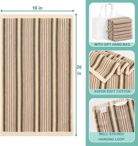 Vista 2 de SALAS Toallas de cocina premium para secar platos, toallas de cocina grandes de algodón, paños de felpa a rayas, juegos de toallas gruesas altamente