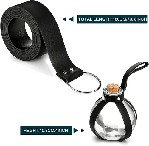 Vista 2 de Sintege Juego de accesorios de Halloween, botella de poción oscura con cinturón de cuero medieval de corcho, bolsa de cuero medicinal con cordón