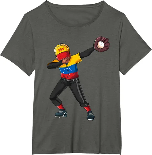 Vista 60 de Baseball Dabbing Venezuela Player Catcher Pitcher Hombres Niños Camiseta, Negro