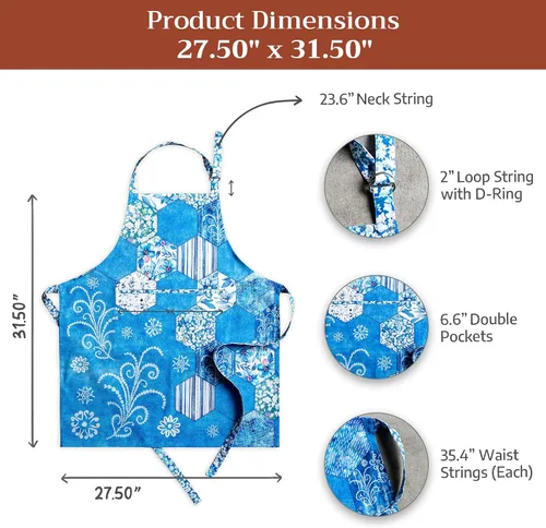 Vista 821 de Maison d' Hermine Delantales para mujer con bolsillo, 100% algodón (27.50 x 31.50 pulgadas)