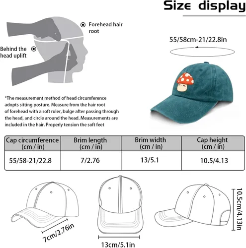 Vista 3 de Baseball Caps Smiling Mushroom Baseball Caps for Women Vintage Hats Adjustable