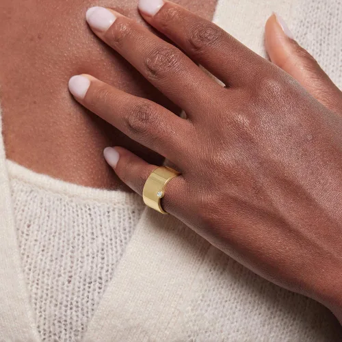 Vista 3 de Remi Rhode 925 Sterling Silver Rings Gold plated Rings for Women Miramar Band with Lab Grown Diamond Accents Jewelry Gift for Women Men