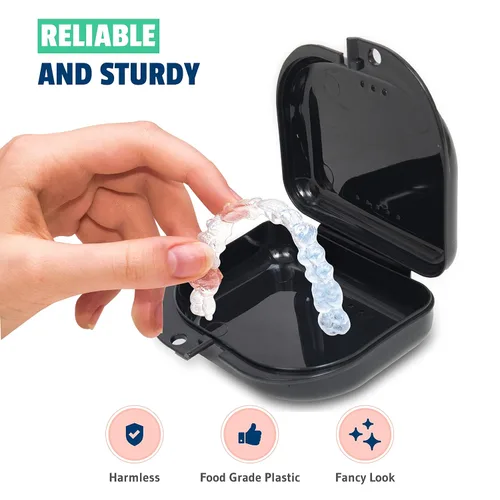 Vista 3 de Estuche retenedor – Paquete de 2 – Funda protectora bucal inodoro – Funda protectora ventilada, duradera e higiénica para llevar y proteger aparatos