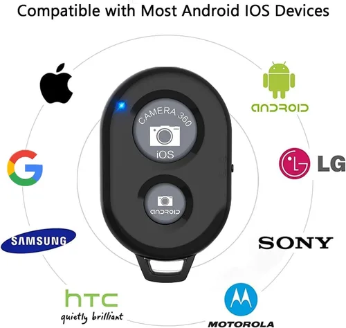 Vista 4 de eCostConnection Botones de obturador de control remoto inalámbrico para teléfonos inteligentes iPhone y Android, 1, negro, redondo con paño