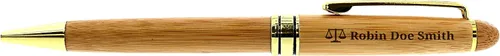 Vista 2 de Regalos de abogado personalizado con su nombre, juego de bolígrafos de madera de bambú grabada personalizada