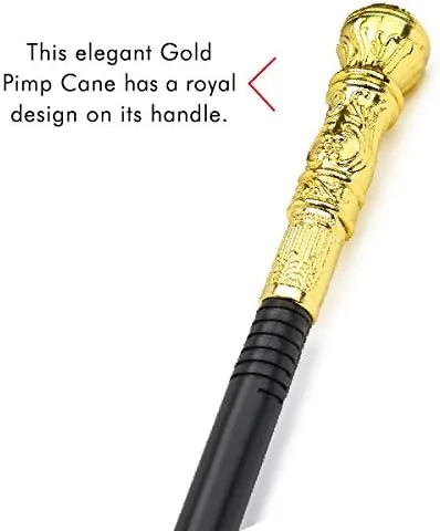 Vista 5 de Skeleteen Bastón dorado para disfraz Elegante vestido de palo de proxeneta, accesorios de disfraz para adultos y niños