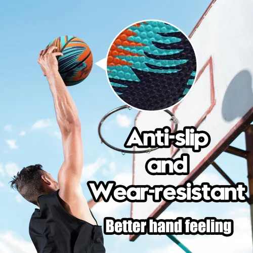 Vista 5 de Baloncesto tamaño 7 con bomba, baloncesto de entrenamiento en calle para interiores y exteriores, para hombres, mujeres, jóvenes